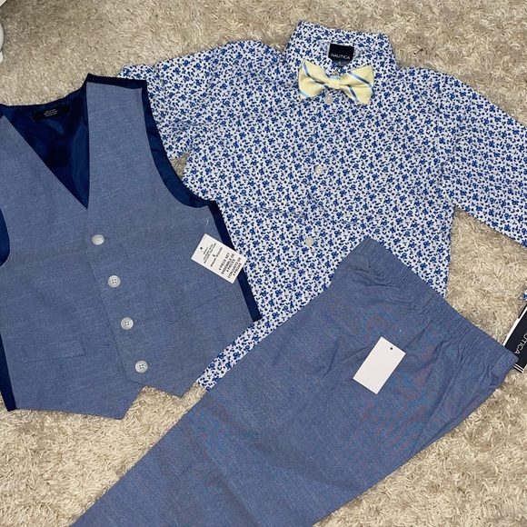 Nautica Little Boys 4-Pc. Floral Vest Set Double Dutch Blue NEW - Picture 2 of 9